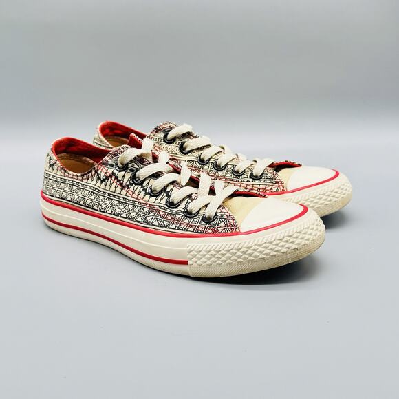 Converse All Star Shoes Womens 6.5 Brown Red Kimber Low Top Canvas Pattern - Picture 2 of 11